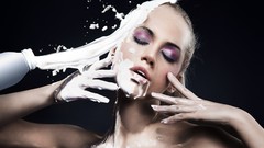 Woman milk sauce closed