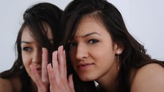 Woman models black hair Femjoy magazine Sofi A