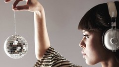 Woman models disco ball