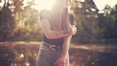 Woman models Hannah Biermann