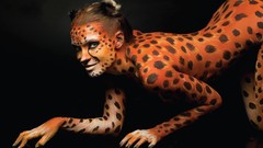 Woman models leopard print