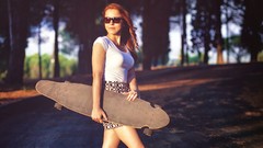 Woman models longboard LaunchLook