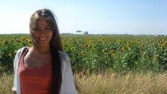 Woman models outdoors asians