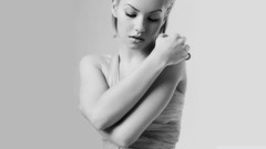 Woman monochrome Actress looking down elisha cuthbert