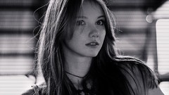 Woman monochrome blue eyes models Olesya Kharitonova