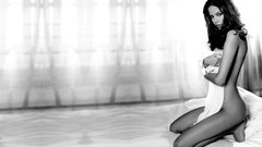 Woman monochrome brunettes holding boobs Nell Robinson