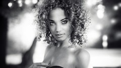 Woman monochrome curly hair black girl
