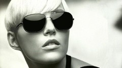 Woman monochrome fashion sunglasses chanel models
