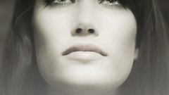 Woman monochrome looking up