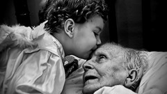 Woman monochrome old people