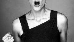 Woman monochrome open mouth