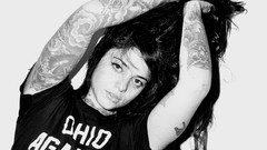 Woman monochrome tattoos brunettes redheads nude radeo suicide