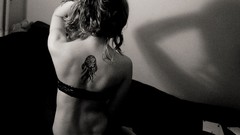 Woman monochrome tattoos dreamcatchers