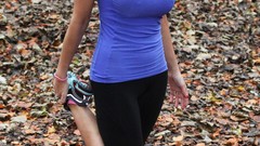 Woman November blondes cleavage workout trainer boobs huge 