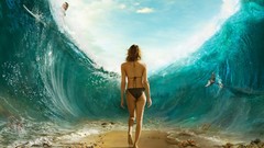 Woman ocean crabs parting