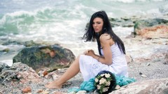 Woman ocean Flower wall