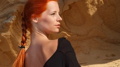 Woman outdoors black dress redheads Ariel Piper Fawn Ariel A