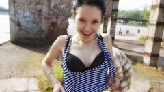 Woman outdoors black hair Met-Art magazine Eleonora B