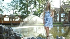 Woman outdoors blondes blue eyes blue dress Sex-Art Magazine 