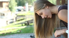 Woman outdoors blondes models Katherine anjelica Katherine A