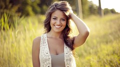 Woman outdoors blondes smiling brunettes models Jessica Workman