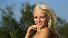 Woman outdoors blondes smiling models boobs Met-Art magazine 