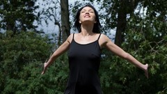 Woman outdoors brunettes black dress Met-Art magazine Loreen A