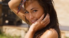 Woman outdoors brunettes Met-Art magazine Kalena A