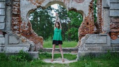 Woman outdoors brunettes Met-Art magazine Loretta A