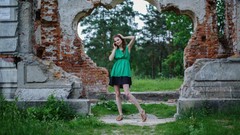 Woman outdoors brunettes Met-Art magazine Loretta A