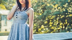 Woman outdoors brunettes models Laura Baduria