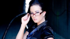Woman outdoors brunettes secretary girls with glasses tunnels 
