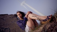 Woman outdoors brunettes The Life Erotic magazine Beata B