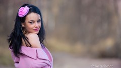 Woman outdoors lingerie black hair flower in hair Fame Girls 