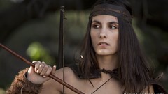 Woman outdoors models Bare Maidens Roarie