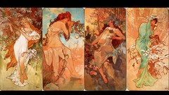 Woman paintings winter autumn