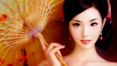 Woman parasol brunettes