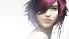 Woman pink blue eyes