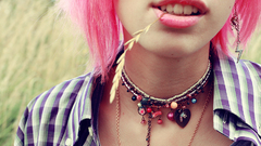 Woman pink emo colored