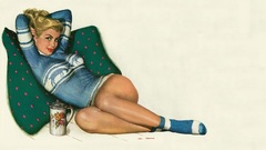 Woman pinups bottomless artwork