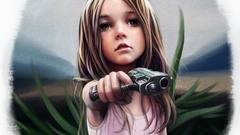 Woman pistols Guns baby