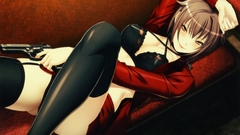 Woman pistols red bra