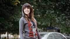 Woman Poland hoodies outdoors smiling czech brunettes singers 