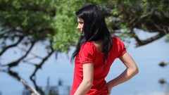 Woman red dress brunettes Jordan B