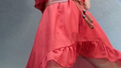 Woman red dress fashion outdoors stills brunettes models photo 