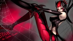 Woman red eyes Elise League of Legends video games fantasy art