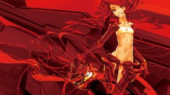 Woman red gloves futuristic