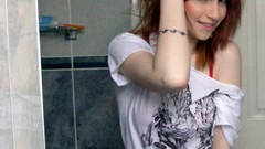 Woman redheads bathroom angie