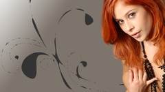 Woman redheads gray fashion