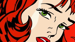 Woman redheads green eyes